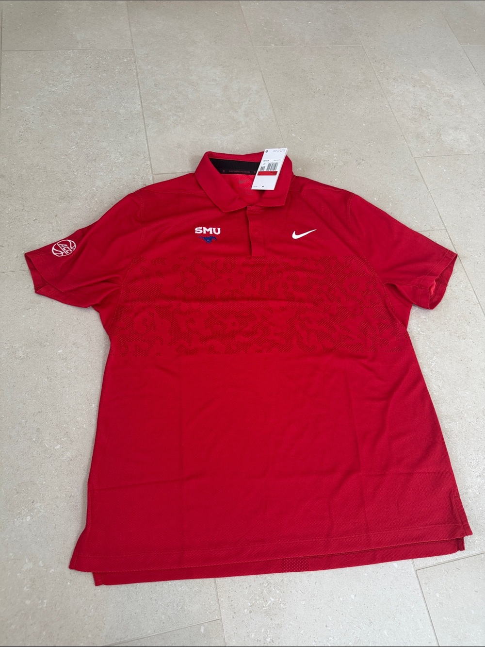 Nike Red SMU Dri-FIT ADV Tiger Woods Colkection Golf Polo